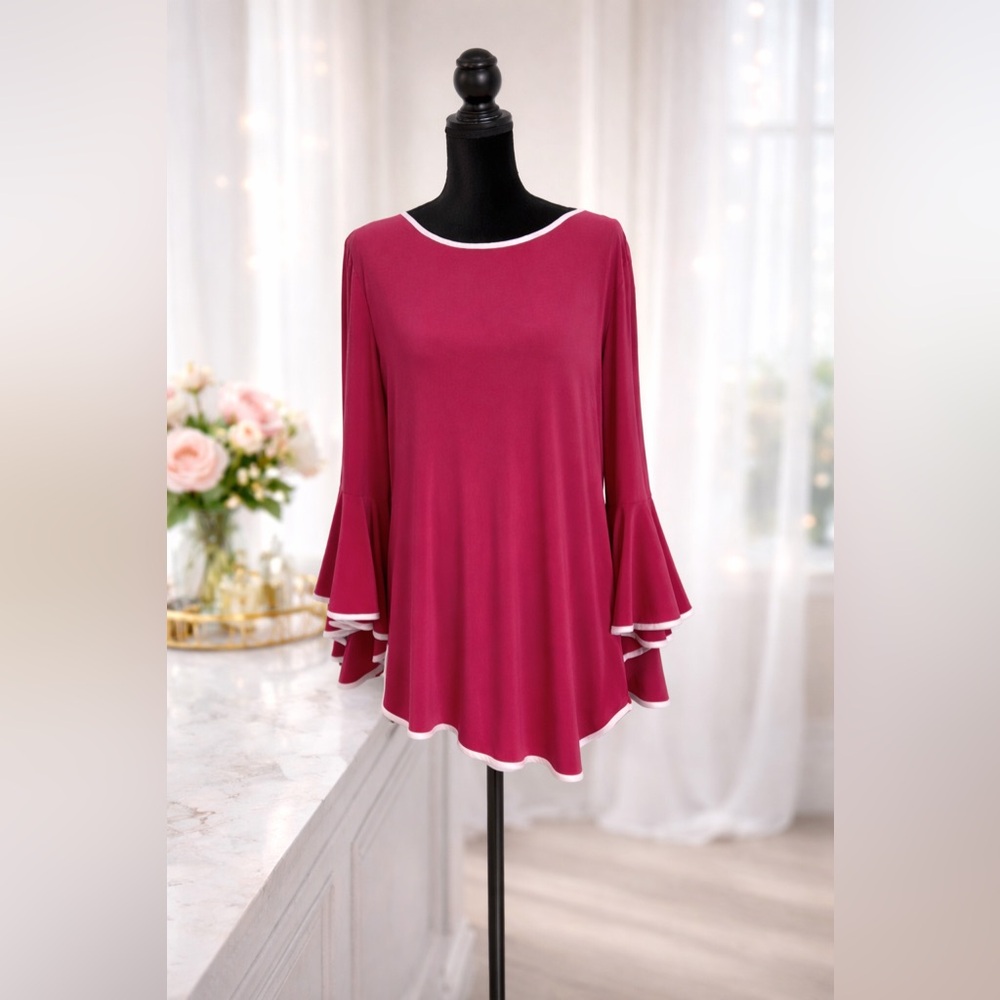 Coco Bianco Pink Asymmetrical Ruffled Blouse - Picture 4 of 8